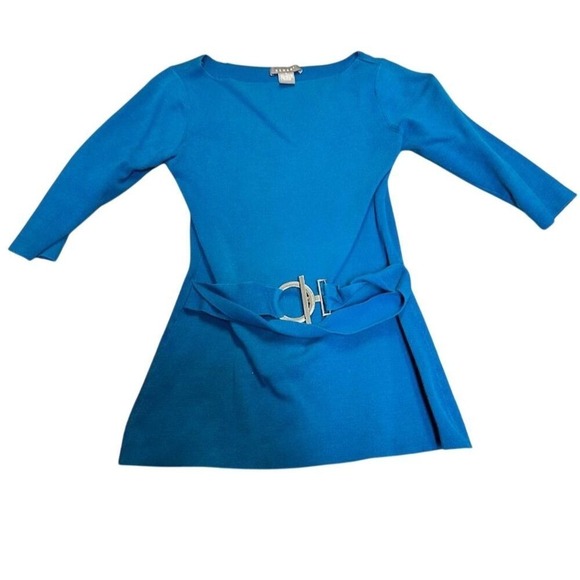 Kenar Women's Blue shirt 3/4 Sleeve Belted Casual - Picture 2 of 6